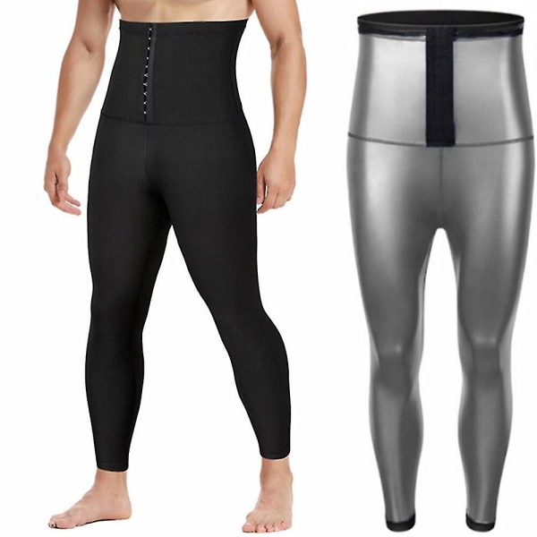 Män Body Shaper Thermo Bastu Byxor Sweat Waist Trainer Leggings Bantning Underkläder Viktminskning Träning Kompression Shapewear,silver S M