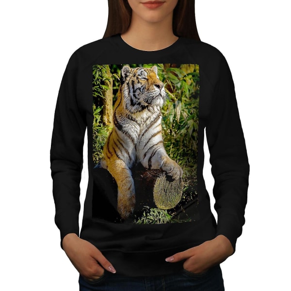 Tiger Sunshine Animal Women Blacksweatshirt L
