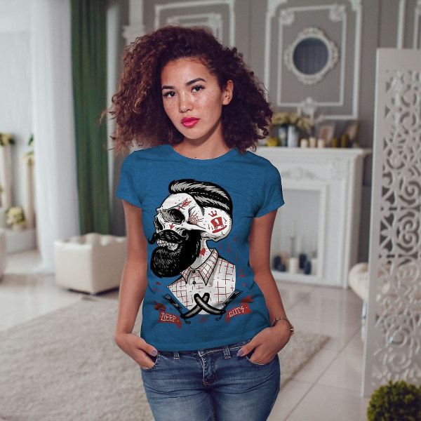 Skull Hippie Skägg Kvinnlig Royal Bluet-shirt XXL