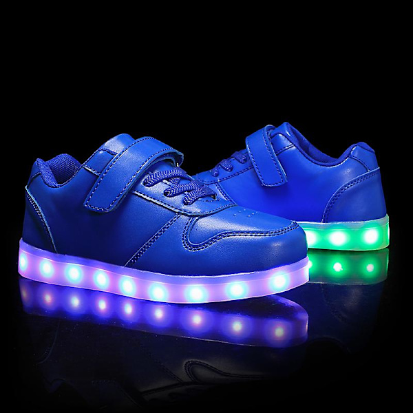 Barnskor Pojkar Led Light Up Skor Sports löparskor för barn 518 Blue 34