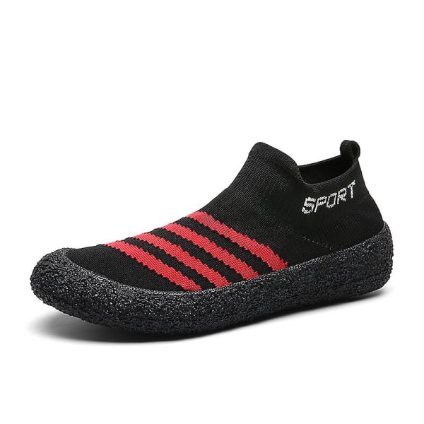 Herr Sport Löparskor Lättvikts Fitness Yoga Strumpor Sneaker Fr8202 BlackRed 40