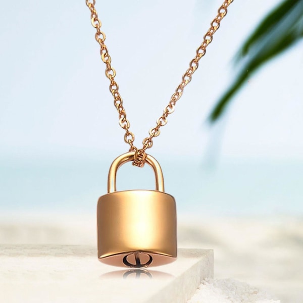 3xmini hänglås kremering urnhalsband Minnesakshänge för vänner Kvinnor Män Gyllene 2 Pcs
