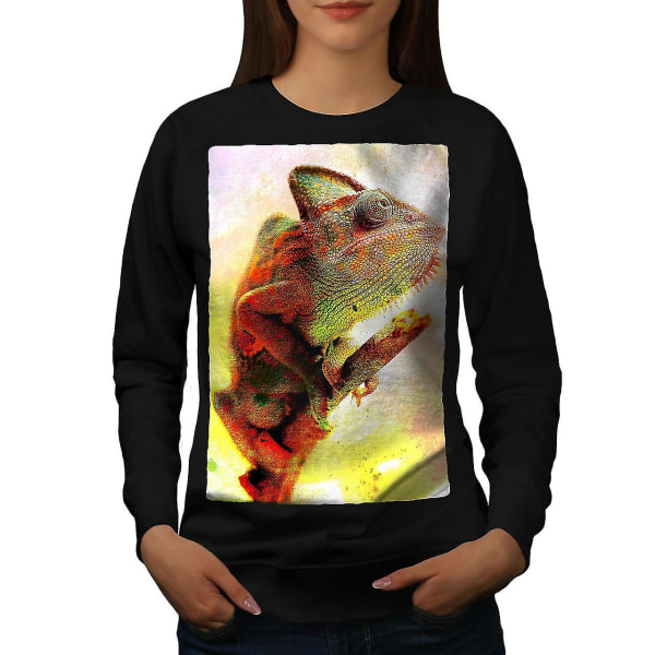 Chameleon Wild Art Women Blacksweatshirt M