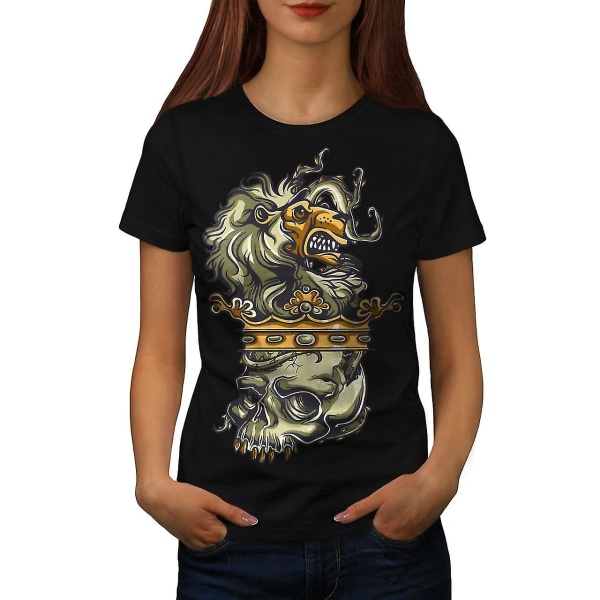 Lion Head King Dead Women Blackt-shirt L