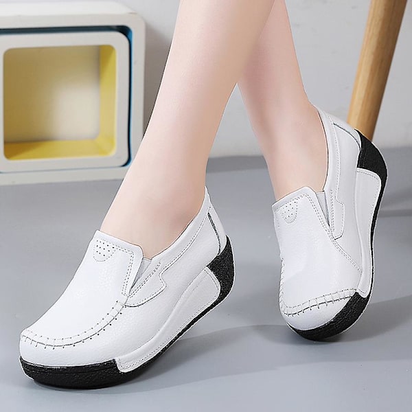 Damskor för casual Loaferskor Mammaskor 3A5588 White 42