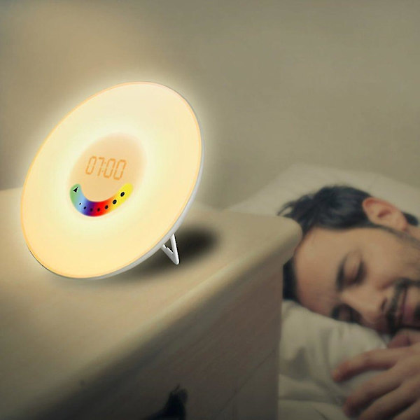 Unik färgglad sovrumsvakna Rgb Led Soluppgång Simulering Väckarklocka ljus