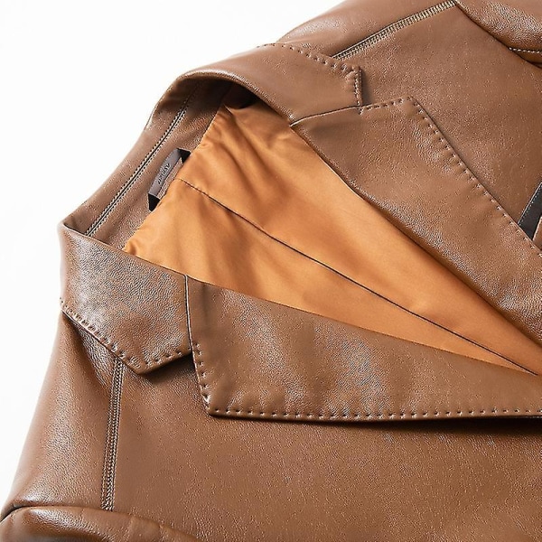 Herr Naggad lapel Button Down Business Lammskinnsläderjacka Blazer med fickor M