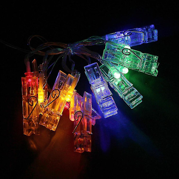 20 Led-kort Fotoklämma String Lights Batteri Julfest Bröllopsbelysning