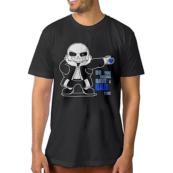 Cedaei Undertale Sans Do You Wanna Have A Bad Time Söt T-shirt för män Svart Large