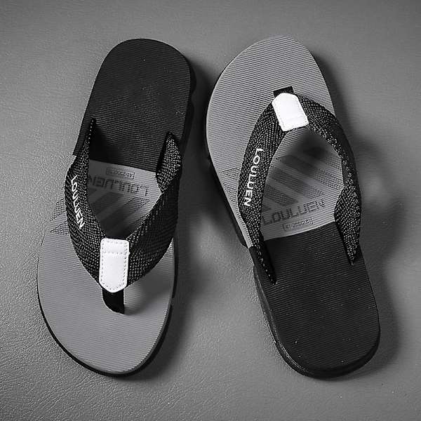 Herrtofflor Sommarmodeskor Halkfria strandsandaler l-226 BlackGray 41