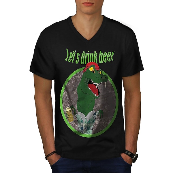 Crocodile Beer Cool Män Svart T-shirt med v-ringad | Wellcoda XL