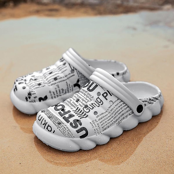 Herrtofflor Flower Graffiti New Hole Shoes 1G15372 Gray 41