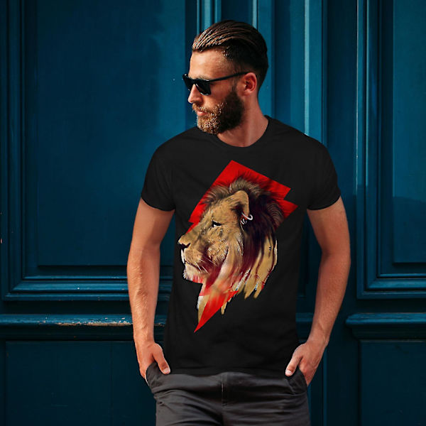 Tiger Head Face Animal Men Blackt-shirt M