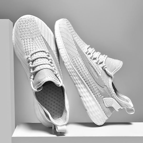 Herr Casual Bekväma Sneakers Andas löparskor 6937 White 41
