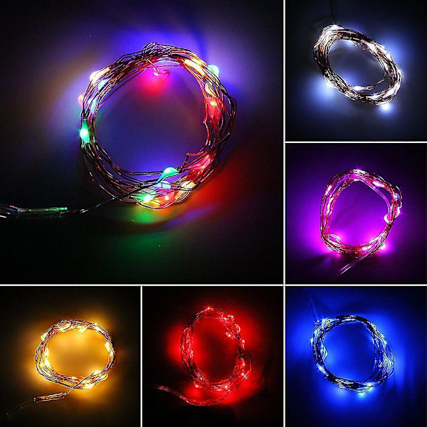 2m 20 LED-knapp Batteridriven Led Koppartråd String Fairy Lights Party
