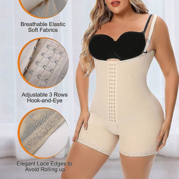 Fajas Colombianas Moldeadoras Efter operation Kompressionsplagg Open Body Shaper Krok Gördel Shapewear Postpartum Dam,beige S