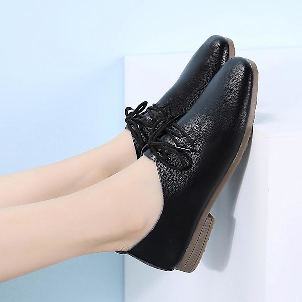 Dam Skor Läder Vita Skor Mjuk sula Dam Casual Fraz919 Black 37