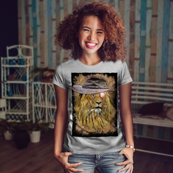 Rökande Lion Beast T-shirt för kvinnor XL