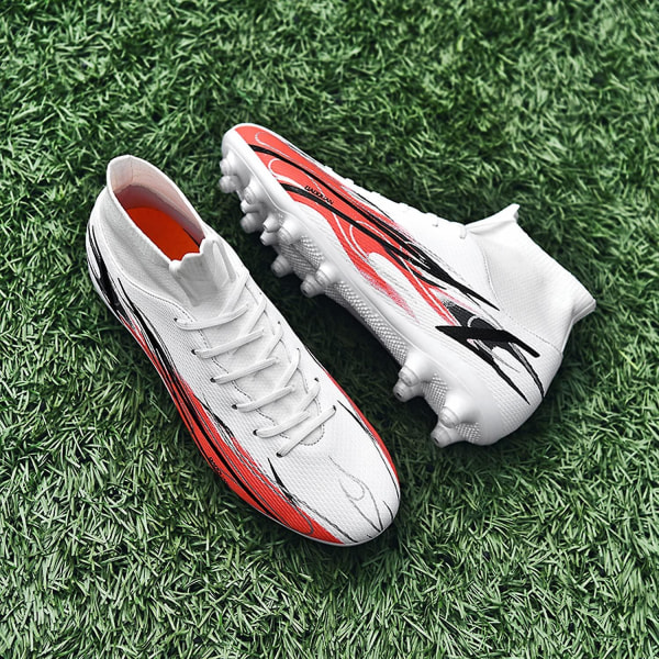 Fotbollsskor Herr Fotbollsskor för fast mark Utomhus Inomhus Atletiska fotbollsskor Professionell Futsal Training Sneakers-svarta White 47