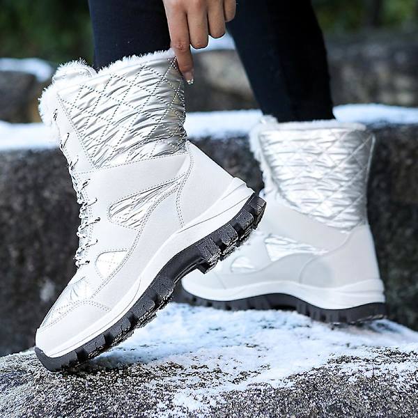 Dam Vinterstövlar Snow Boot Plysch Varma Skor Vattentät Boot 370 Gray 40