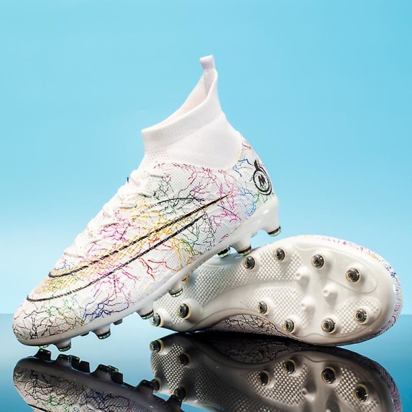 Fotbollsskor för män Halkfria fotbollsskor för herr Fotbollsskor Gräs Fotbollssneakers Yj068A White 37
