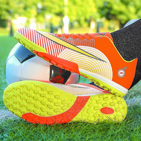 Fotbollsskor för herr, halkfria fotbollsskor, Gräs Fotbollssneakers Yj1212A Orange 42