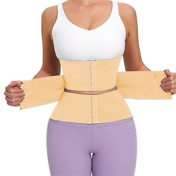 Waist trainer Kroppsformare för kvinnor Trippeltränare Magomslag Midjeträningstrimmer Neopren Bantning Träningskorsett Toppar,beige M