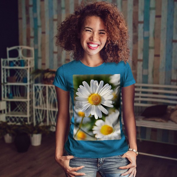 Chamomile Photo Nature Dam Royal Bluet-shirt 3XL