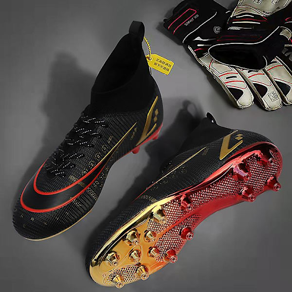 Fotbollsskor för män Fotbollsskor med hög ankel för vuxna Grästräning Sport Skor Sneakers Yj209 Black 34