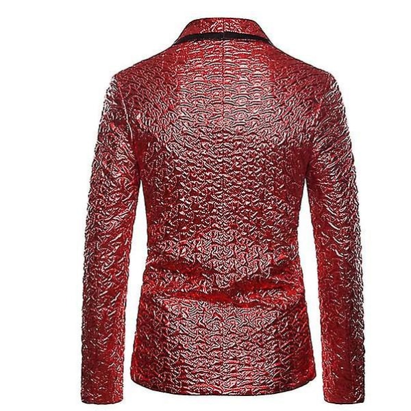 Shiny Glitter Suit Jacket, Herr Sjalkrage Enknapps Blazer Jacka, Balklänning Blazers red XL