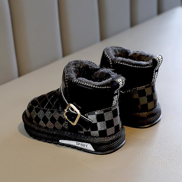 Barn Vinter Snö Boots Varma Ankel Boots Anti-Slip Pojkar Flickor Vinterskor 2Ja8 Black 26
