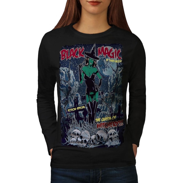 Magic flicka häxa kvinnor svart långärmad T-shirt XL