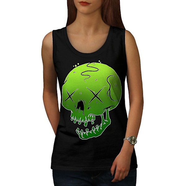 Green Dead Goth Kvinnor Blacktank Top XL