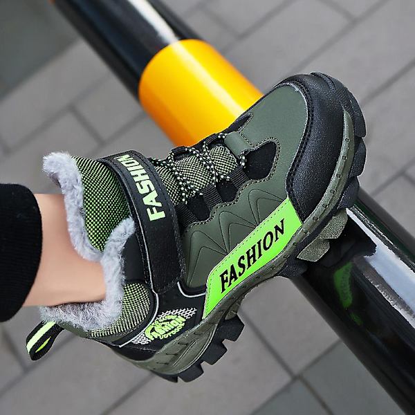 Barnsneakers Andas löparskor Mode Sportskor Vinter bomullsskor 878 Green 34