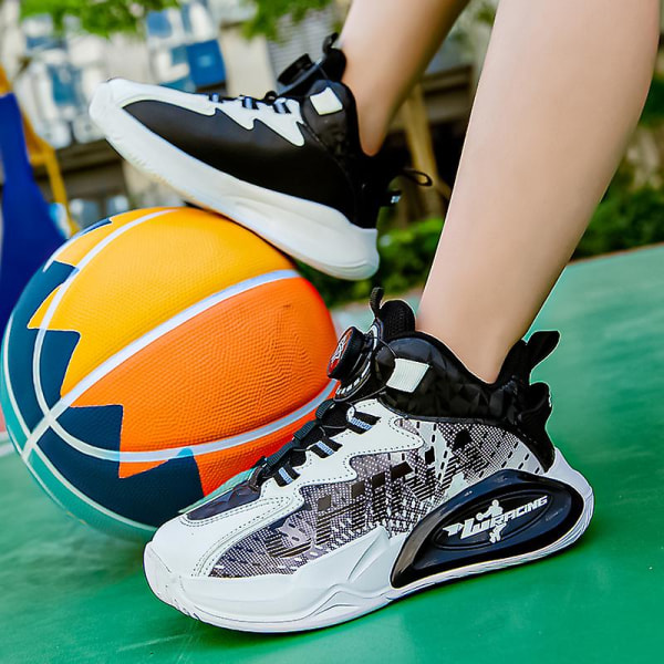 Barn Basketskor Mode Sneakers Andas Pojkar Flickor Sportskor 2902 BlackWhite 33