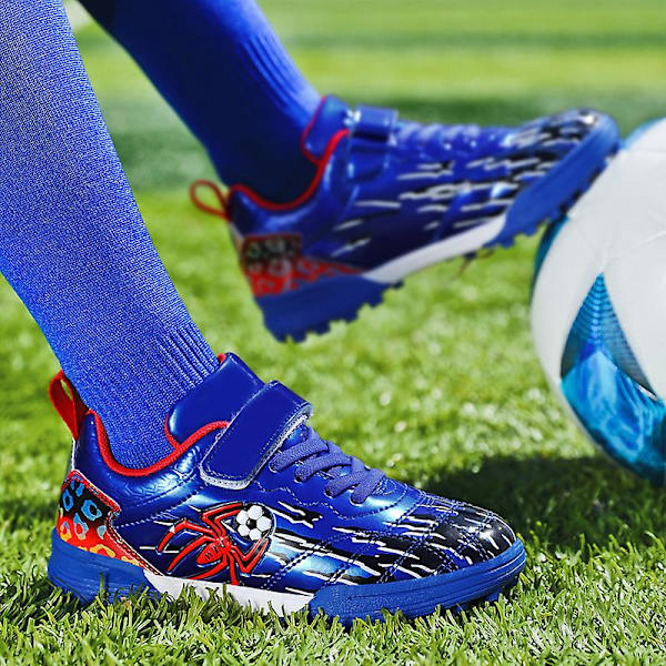 Fotbollsskor för pojkar Halkfria fotbollsskor Klossar Gräs Fotbollssneakers Yjsa8868 Blue 38