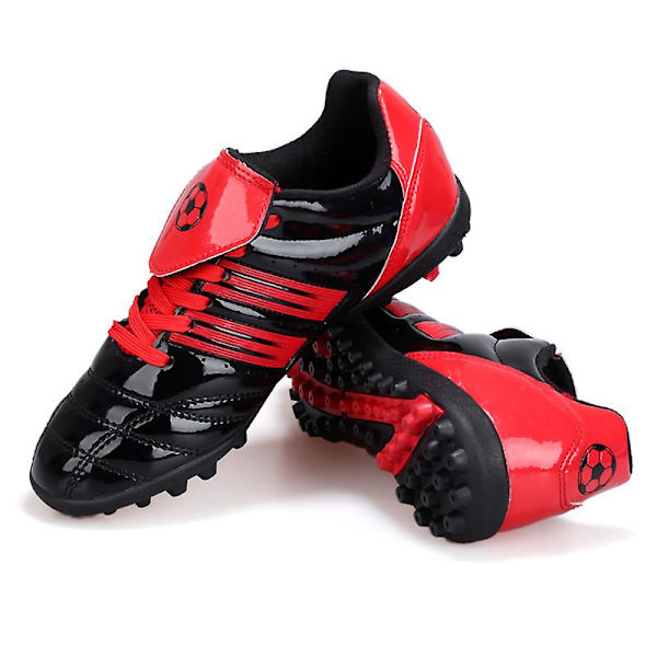 Pojkar Fotbollsskor Spikes Fotbollsskor för ungdomar Ankelstövlar Atletisk Sneaker 3C26005 BlackRed 32