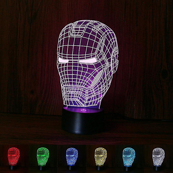 Iron Man Mask 3d Led Nattlampa Barn Sovrum Bordslampa