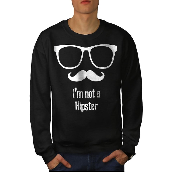 Mustasch Hippie Män Blacksweatshirt | Wellcoda XXL