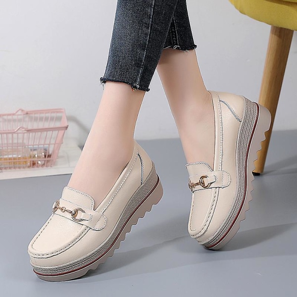 Damer Casual Mode Skor Loafer Skor Mamma Skor 3Ap7078 Beige 37