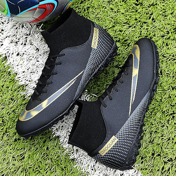 Fotbollsskor för män Aldult Fotbollsskor Grästräning Sport Skor Sneakers 3C2150 Black 36