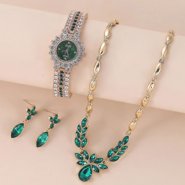 3 st/ set Kristallhalsband Örhängen Watch , smyckesset för bröllopsfest kostym, tillbehör Presenter till kvinnor