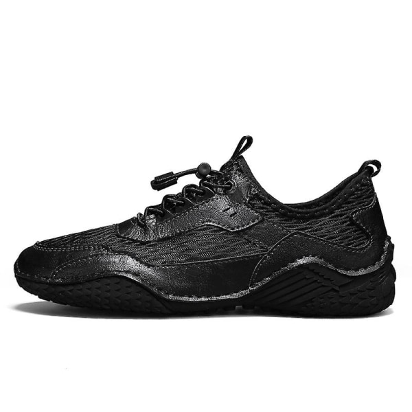 Promenadskor för män Andas Flying Woven Mesh joggingskor Halkfria sneakers 3C55071 Black 39