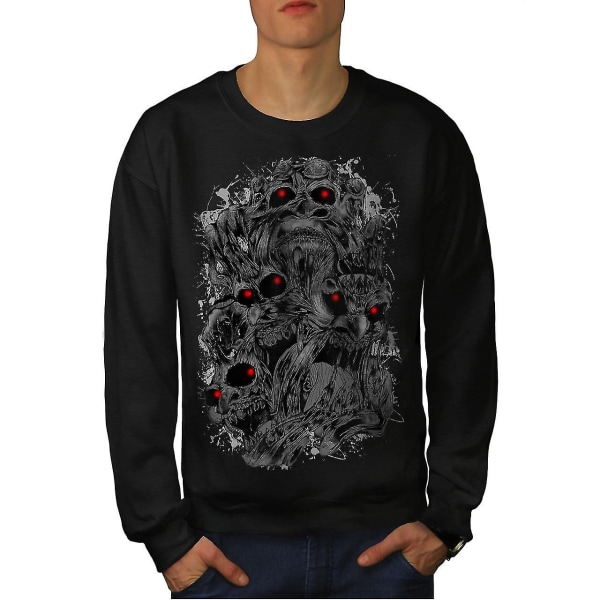 Skrämmande Demon Beast Skull Män Blacksweatshirt S