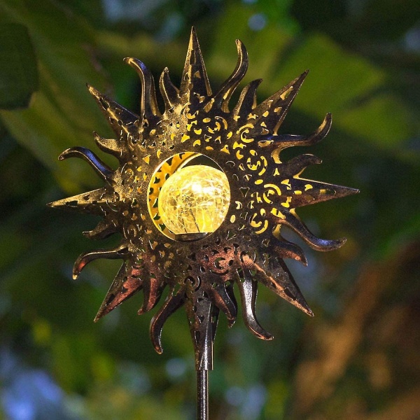 Led-ljus Trädgård Utomhus Gräsmatta Landskap Solar Ljus Sprucken Glas Sphere Pile Light