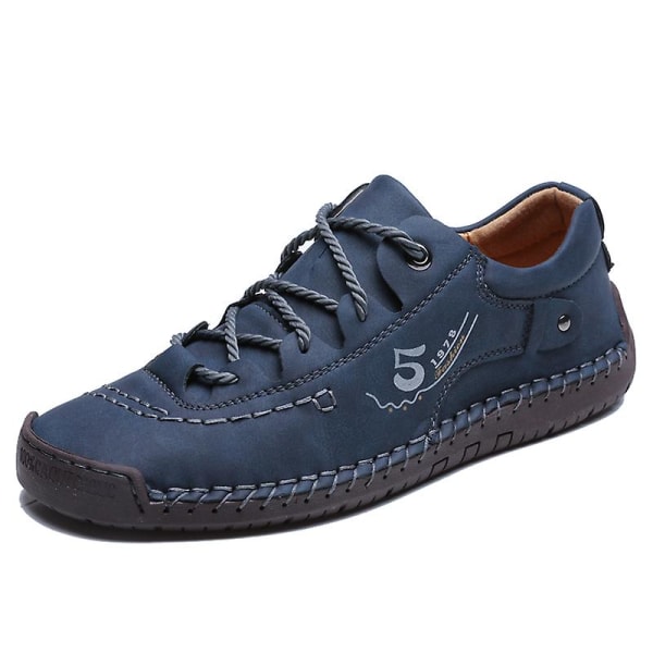 Herrskor Mode Läderskor Handsydda Casual Shoes 9931 Blue 38