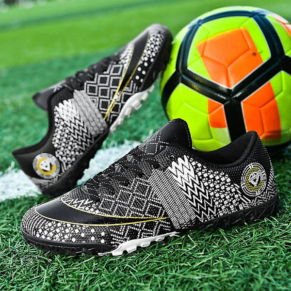 Fotbollsskor för män Halkfria fotbollsskor Klossar Gräs Fotbollssneakers Yj757 Black 38