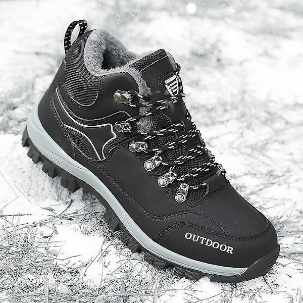 Vintersnöskor för män Halkfri Casual Lätt vandringskänga 2018 Black 45