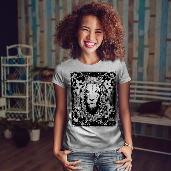 Lion Calm Face Animal Women Gråskjorta 3XL