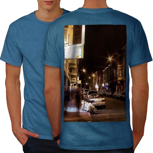 Street Life Night City Män Royal T-shirt tillbaka 3XL